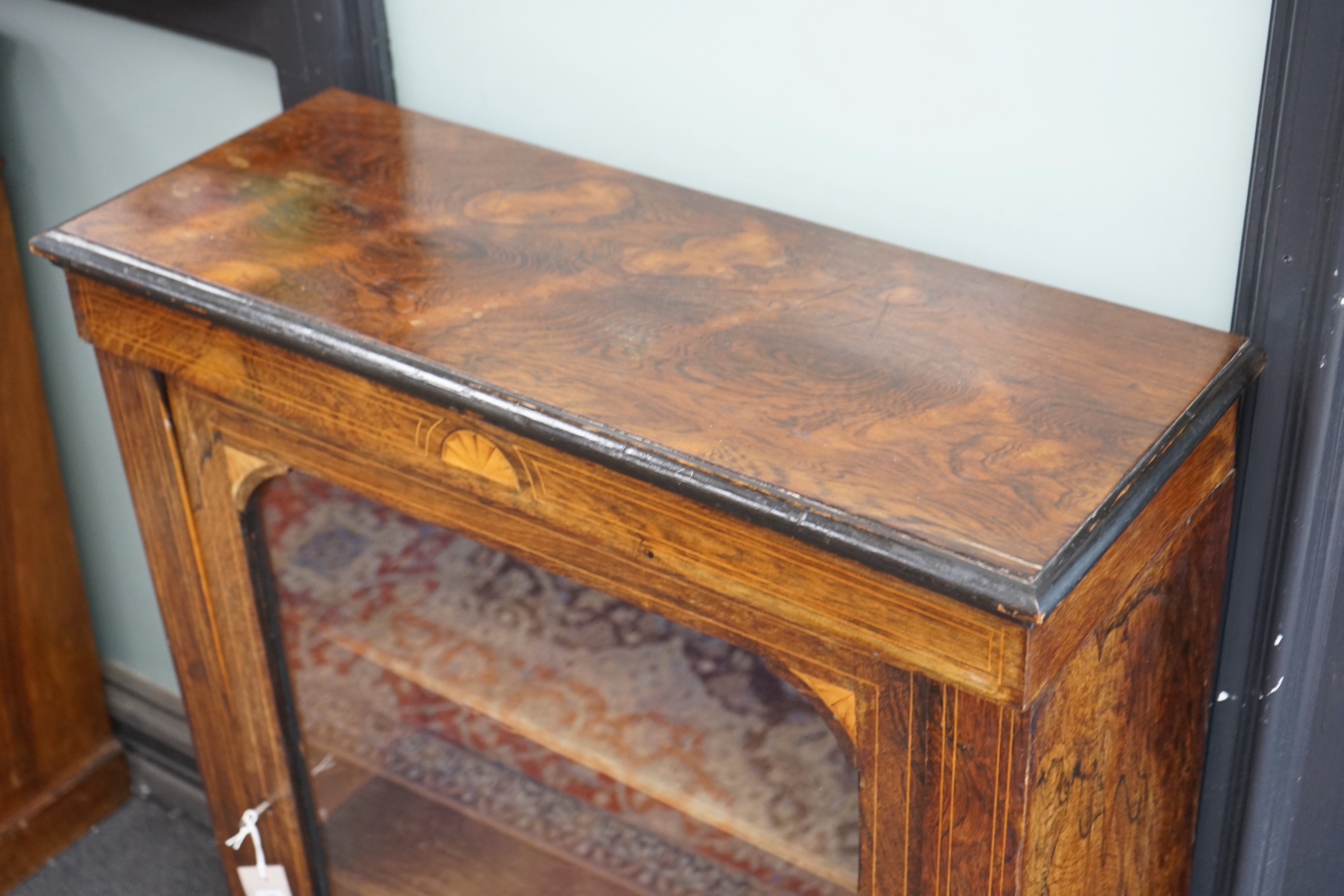 A Victorian inlaid rosewood pier cabinet, width 76cm, depth 29cm, height 99cm